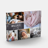 家族パーソナライズされた写真コラージュ、名前フレーム フォトブロック (左)