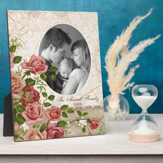 家族パーソナライズされた写真トレリスバラヴィンテージ フォトプラーク (側面)