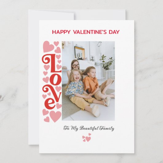 家族パーソナライズされた写真バレンタインデーのカード シーズンカード (正面)