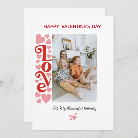 家族パーソナライズされた写真バレンタインデーのカード シーズンカード (正面/裏面)