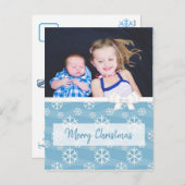 家族パーソナライズされた写真ブルースノーフレーククリスマス シーズンポストカード (正面/裏面)