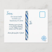 家族パーソナライズされた写真ブルースノーフレーククリスマス シーズンポストカード (裏面)