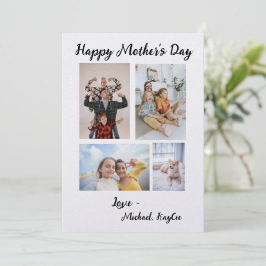 家族パーソナライズされた写真マザーズデイカード 招待状 (スタンド正面)