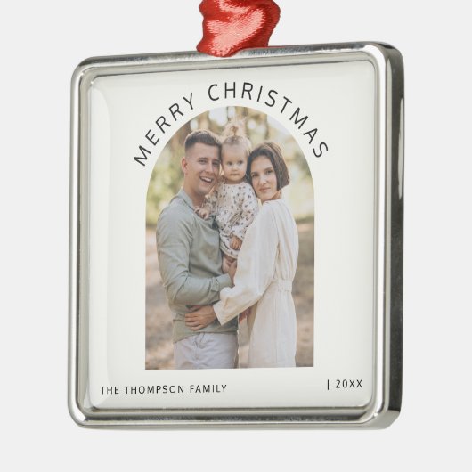 家族パーソナライズされた写真メリークリスマス2024 メタルオーナメント (左)
