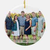 家族パーソナライズされた写真名年クリスマス セラミックオーナメント (裏面)