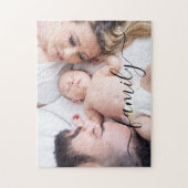 家族パーソナライズされた写真引っ越し祝いパーティーラブ ジグソーパズル (縦)