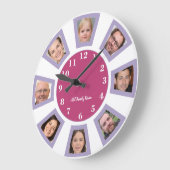 家族パーソナライズされた写真時計 ラージ壁時計 (傾斜)