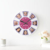 家族パーソナライズされた写真時計 ラージ壁時計 (ホーム)