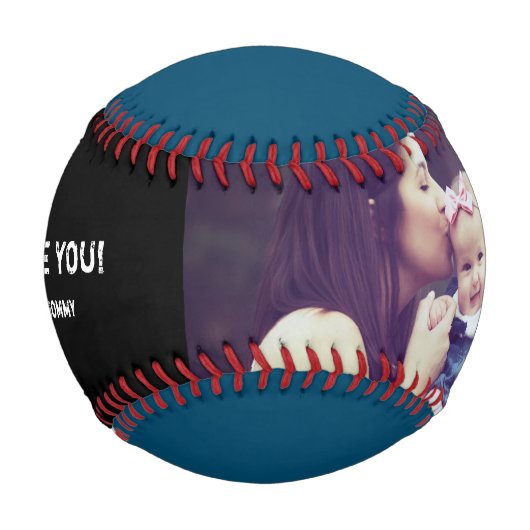 家族パーソナライズされた写真最高のパパEver! blue 野球ボール (裏面)