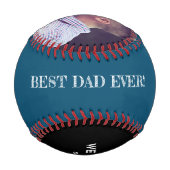 家族パーソナライズされた写真最高のパパEver! blue 野球ボール (正面)