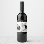 家族パーソナライズされた写真金ゴールドへブルHappy Purim ワインラベル (正面)