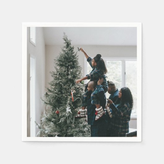 家族パーソナライズされた写真 スタンダードカクテルナプキン (正面)