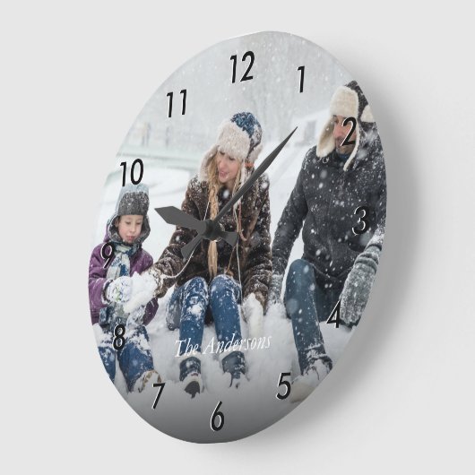 家族パーソナライズされた写真 ラージ壁時計 (傾斜)