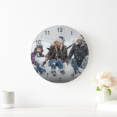 家族パーソナライズされた写真 ラージ壁時計 (ホーム)