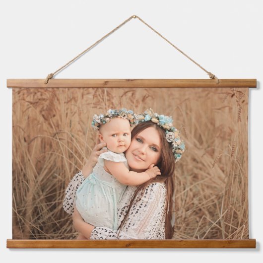 家族パーソナライズされた写真 吊り下げ型タペストリー (正面)