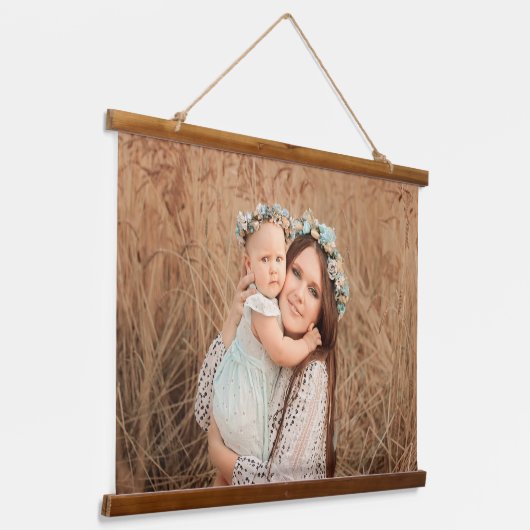 家族パーソナライズされた写真 吊り下げ型タペストリー (傾斜あり)