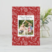 家族パーソナライズされた写真(鳥)ショウジョウコウカンチョウクリスマスカード シーズンカード (スタンド正面)