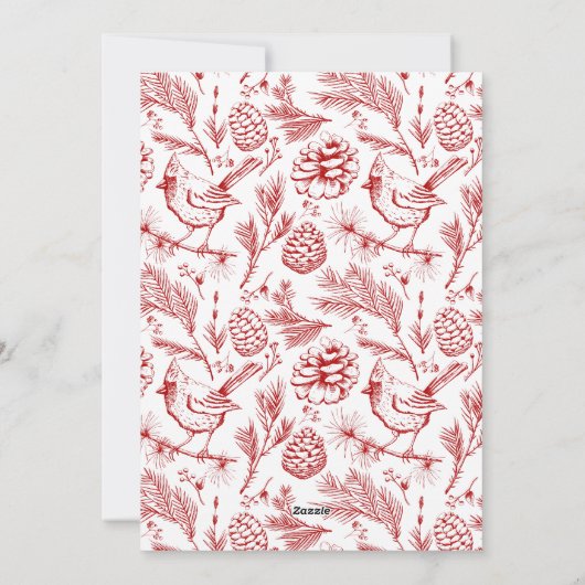 家族パーソナライズされた写真（鳥）ショウジョウコウカンチョウクリスマスカード シーズンカード (裏面)