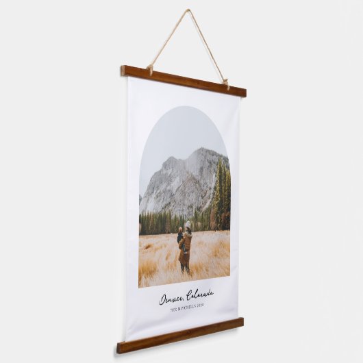 家族パーソナライズされた名とフォトアートプリント 吊り下げ型タペストリー (傾斜あり)