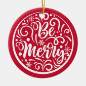 家族パーソナライズされた名はメリークリスマスレッド セラミックオーナメント (正面)