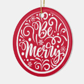 家族パーソナライズされた名はメリークリスマスレッド セラミックオーナメント (左)