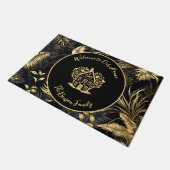 家族パーソナライズされた名ようこそ私たちのホームブラック ドアマット (アングル)