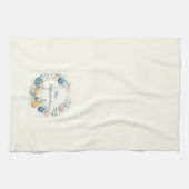 家族パーソナライズされた名イースターフローラ卵リース キッチンタオル (横)