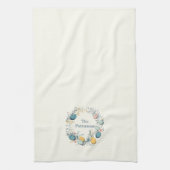 家族パーソナライズされた名イースターフローラ卵リース キッチンタオル (縦)