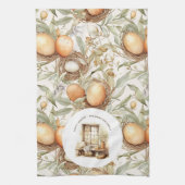 家族パーソナライズされた名イースターベージュ素朴 キッチンタオル (縦)