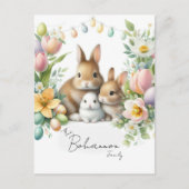 家族パーソナライズされた名イースター ポストカード (正面)