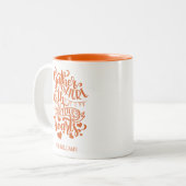 家族パーソナライズされた名オレンジサンクスギビング ツートーンマグカップ (正面左)