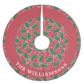 家族パーソナライズされた名クリスマスツリースカート ブラッシュドポリエステルツリースカート (正面)