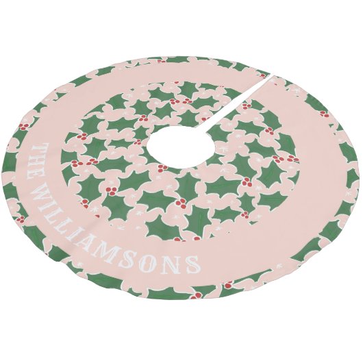 家族パーソナライズされた名クリスマスツリースカート ブラッシュドポリエステルツリースカート (アングル)