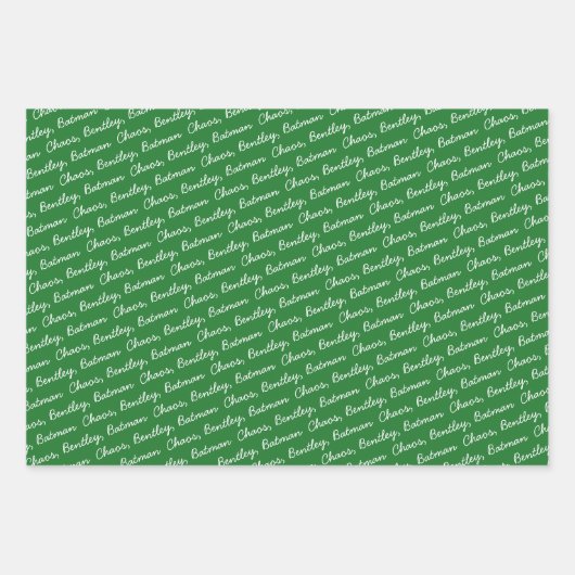 家族パーソナライズされた名クリスマスツリー ラッピングペーパーシート (正面)