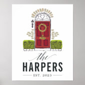 家族パーソナライズされた名クリスマスドアプリント ポスター (正面)