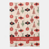 家族パーソナライズされた名クリスマスパターン キッチンタオル (縦)