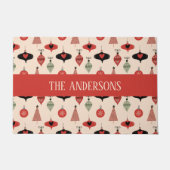 家族パーソナライズされた名クリスマスパターン ドアマット (正面)