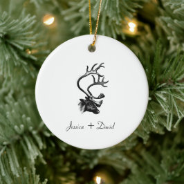 家族パーソナライズされた名クリスマス・トナカイ セラミックオーナメント