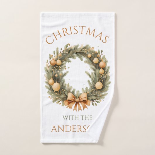 家族パーソナライズされた名クリスマス・ハンドタオル ハンドタオル (ハンドタオル)