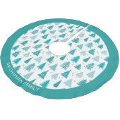 家族パーソナライズされた名グリーンティール（緑がかった色）クリスマスツリー ブラッシュドポリエステルツリースカート (アングル)