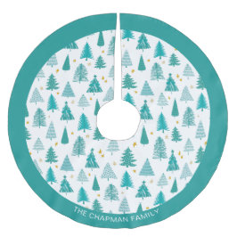 家族パーソナライズされた名グリーンティール（緑がかった色）クリスマスツリー ブラッシュドポリエステルツリースカート