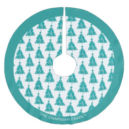 家族パーソナライズされた名グリーンティール（緑がかった色）クリスマスツリー ブラッシュドポリエステルツリースカート