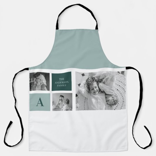 家族パーソナライズされた名コラージュ写真ギフト エプロン (正面)