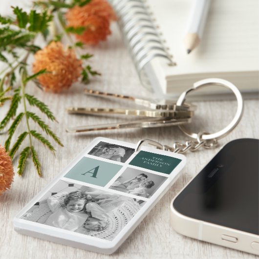 家族パーソナライズされた名コラージュ写真ギフト キーホルダー (正面右)