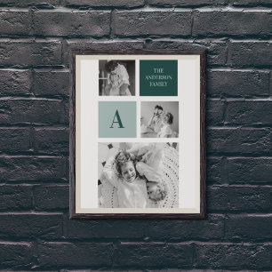 家族パーソナライズされた名コラージュ写真ギフト ポスター
