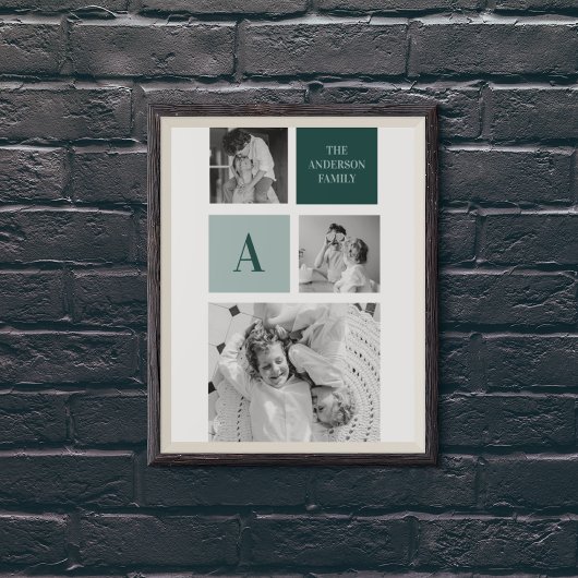 家族パーソナライズされた名コラージュ写真ギフト ポスター