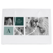 家族パーソナライズされた名コラージュ写真ギフト ラージペーパーバッグ (正面)