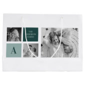 家族パーソナライズされた名コラージュ写真ギフト ラージペーパーバッグ (裏面)