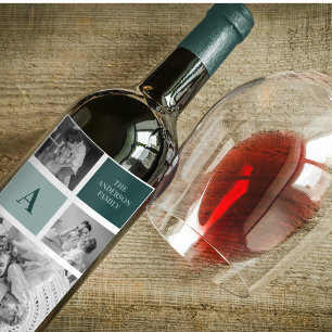 家族パーソナライズされた名コラージュ写真ギフト ワインラベル