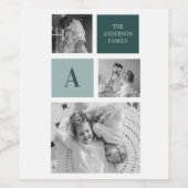 家族パーソナライズされた名コラージュ写真ギフト ワインラベル (シングルラベル)